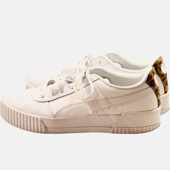 Puma Carina Leopard Heel Sneaker Retro - Size 8 - Picture 1 of 10